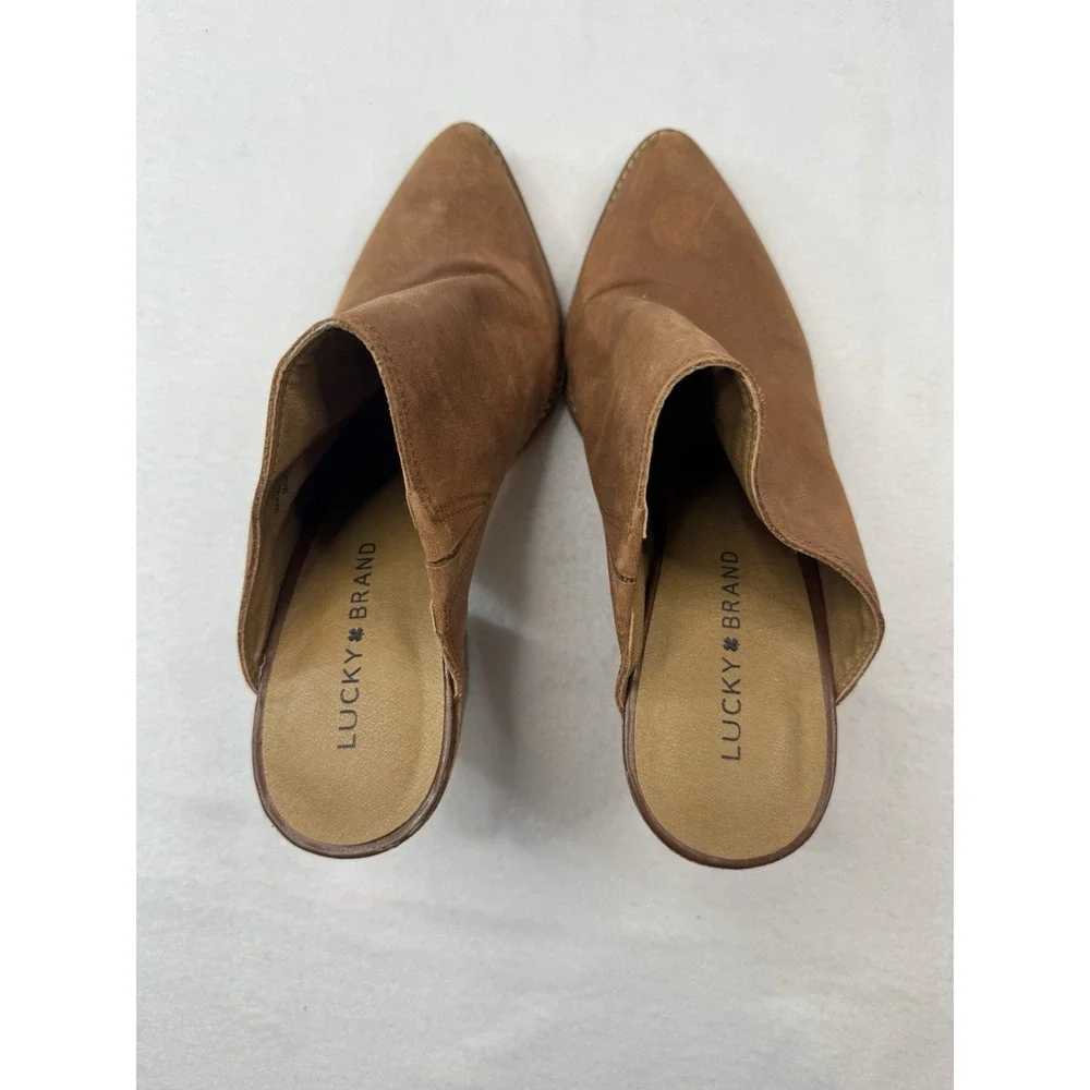 Lucky Brand Leather Heels 8.5 Brown Slip On Boho Western Cowgirl - Picture 2 of 9